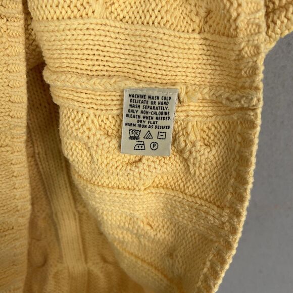 Vintage Eddie Bauer Sweater Womens Small Yellow Cable Knit Pullover Minimal Prep - Picture 5 of 12